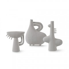 VASE SET 3 OFFWHITE CERAMICS ART 